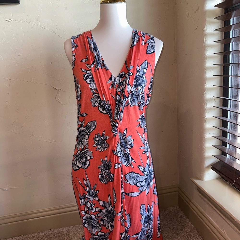 Floral Coral and Black Dress